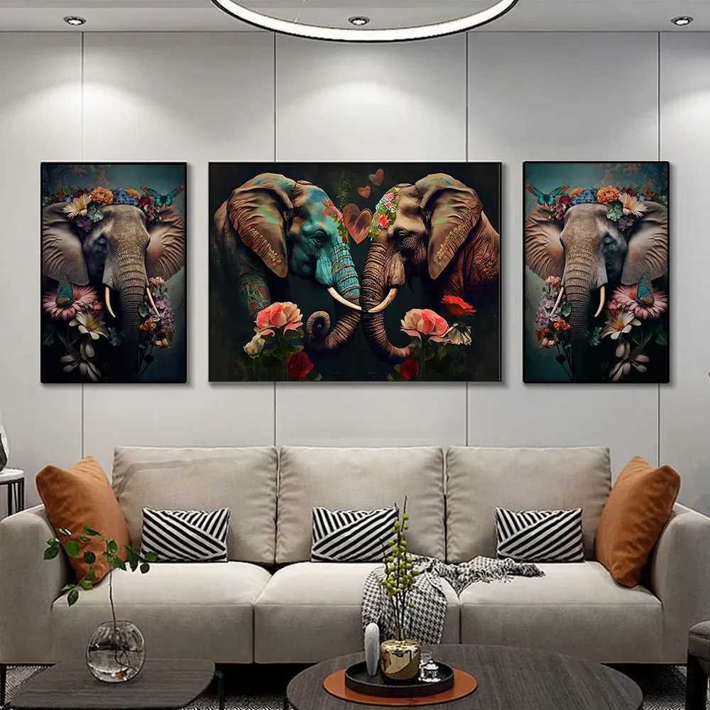 Peintures Lion Rose Flamant Paon Hibou Oiseau Affiches Impressions Salon Maison Plante Tropicale Fleur Animaux Toile Peinture Mur Art Décor