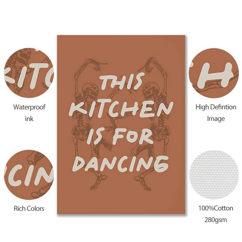 Dipinti Decorazioni Halloween Poster e stampe Scheletro Cucina Wall Art Canvas Pittura gotica Immagine di decorazione della stanza in bianco e nero