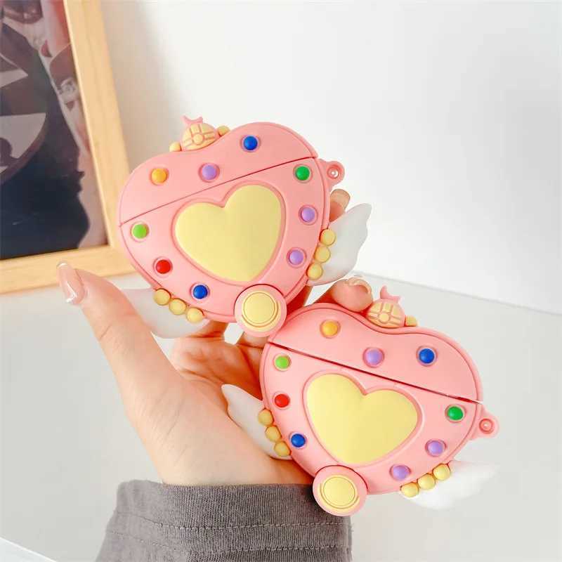 Cell Phone Cases Cartoon Pink Heart Shape-shifter Case For Apple Airpods 1 2 Silicone Wireless Bluetooth Earphone Cover For Airpods Pro Shell