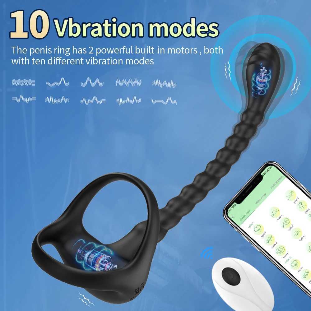 Vibratoren Cock Ring Prostata Vibrator Sexspielzeug für Männer APP Wireless 10 Modus Hoden Massage Anal Butt Plug Penis Ring Männlicher Masturbator 18
