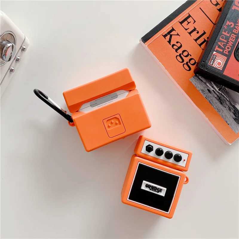 Mobiele telefoon hoesjes Oranje Retro Merk Geluid Luidspreker Muzikale 3D-hoes voor AirPods 1 2 Pro Box Siliconen Draadloze Bluetooth Oortelefoon Beschermhoes