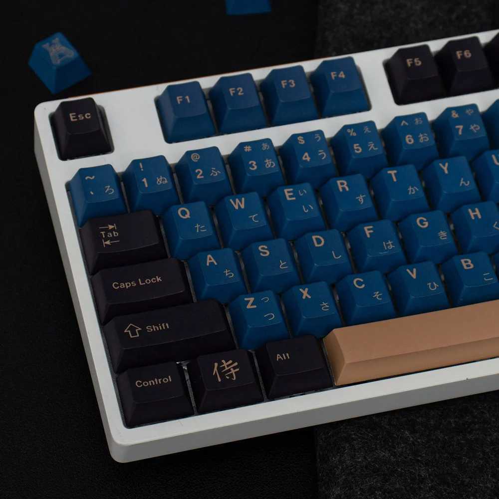 Tastiere Tastiere GMK 130 tasti Blue Samurai Copritasti inglesi DYE SUB Mx Switch Tastiera da gioco meccanica Cherry Profile Keycap ISO ENTER Anne GK61 YQ240123