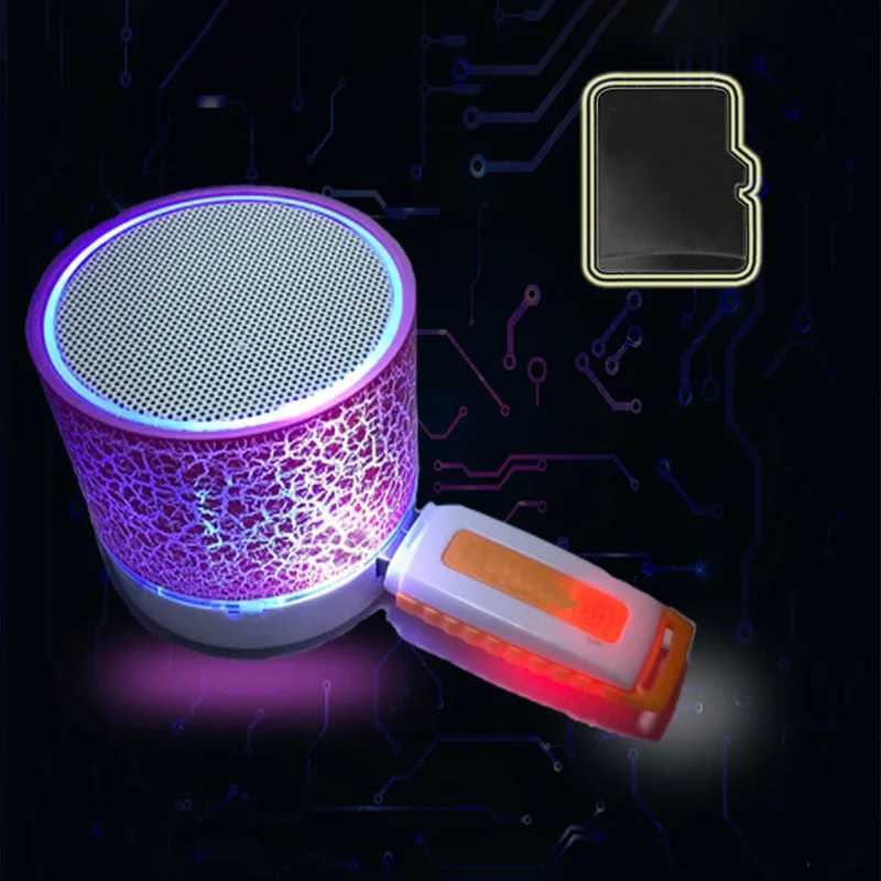 Portable Speakers A9 Mini Portable Speaker Bluetooth Wireless Car Audio Dazzling Crack LED Lights Subwoofer Support TF Card USB Charging For PC YQ240124