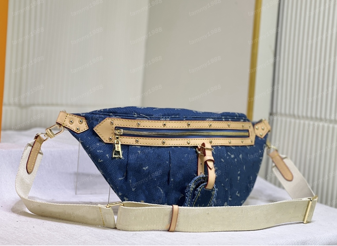 Mens Denim Bumbag designer bag Unisex Brown Flower Waist Bag High Rise New Bumbag Wide Strap Outdoor Casual Fannypack Fashion Crossbody Bags Purses Chest Bag M46784