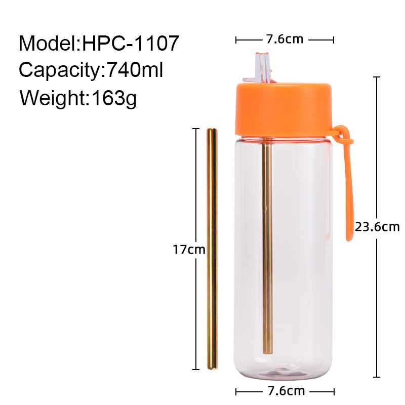 740 ml Kunststoff-Wasserflasche, Sport-Wasserflasche, BPA-freie Trinkflaschen mit Griffträger für Kinder und Erwachsene, Radfahren