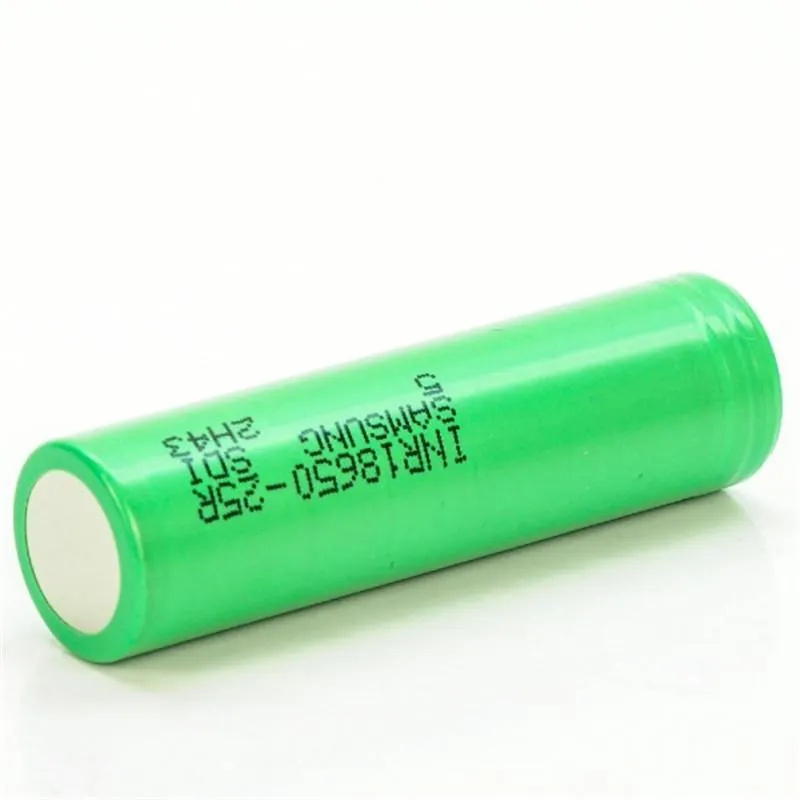 In Stock INR18650 25R 18650 Battery 2500mAh 20A 3.7V Green Box Rechargeable Lithium Batteries Flat For Samsung