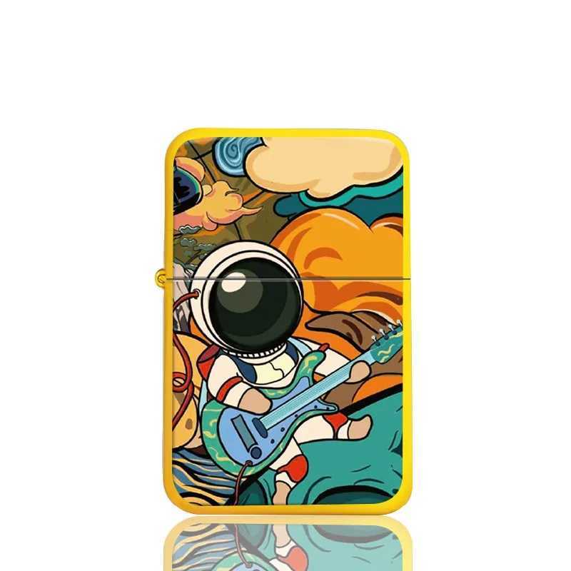 Lighters Cartoon Astronaut Series Metal Kerosene Windproof Lighter Creative Gift Personalized Gift for Boyfriend YQ240124