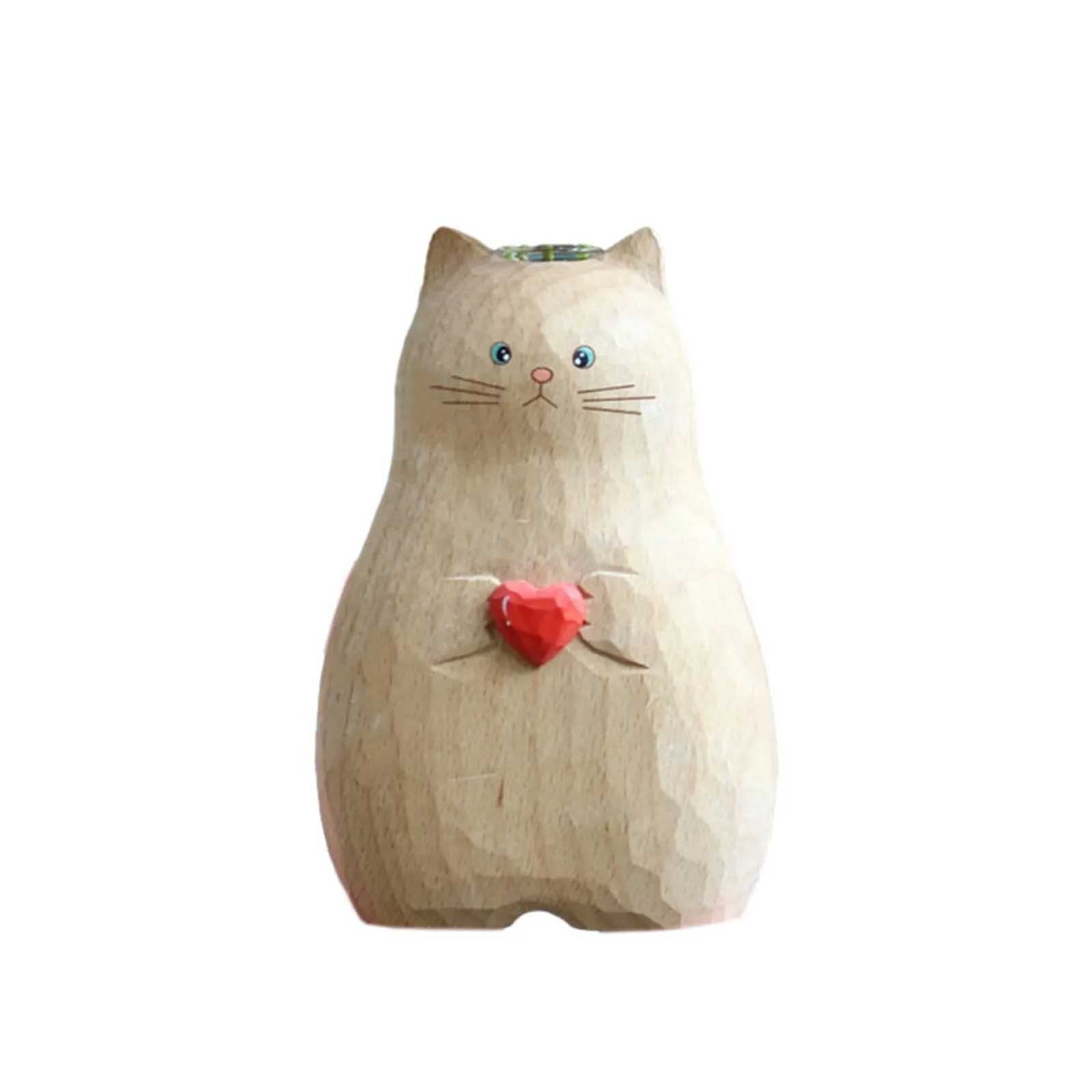 Vases Handmade Wooden Cat Vase Solid Wood Handmade Vase Solid Tall Floor Vase Potted Meat Bulk Ceramic Vases for Flowers 14 InchesL24