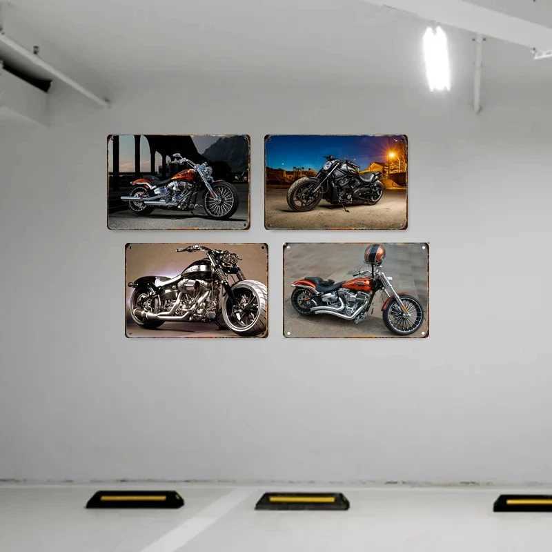 Metalen schilderij Vintage motorfiets poster metalen bewegwijzering tin schilderij papa's garage plaquette garage bar club man grot moderne muur kunst decor