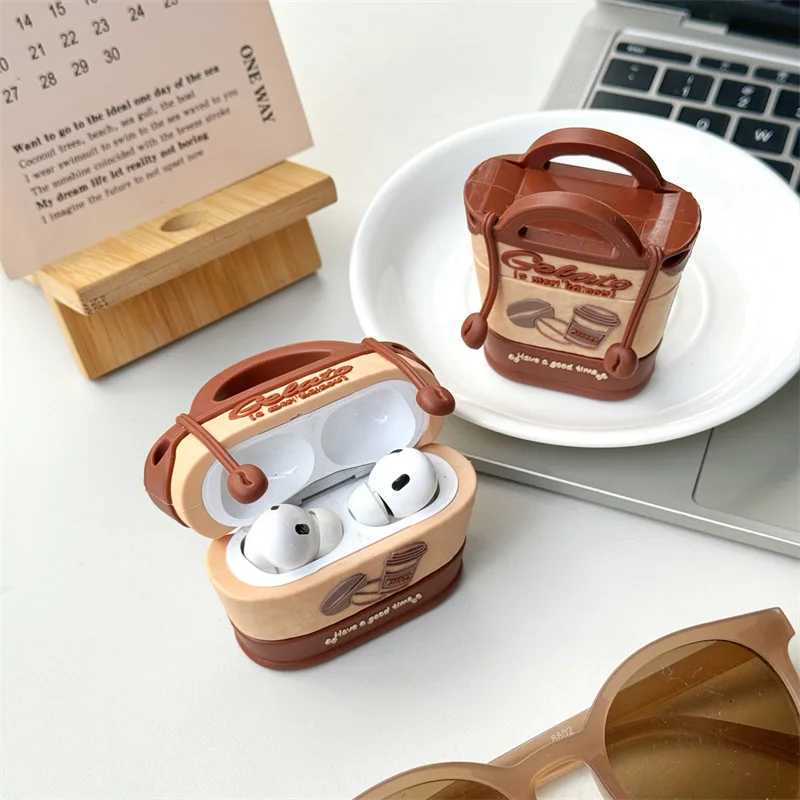 Cell Phone Cases Fashion Retro Coffee Bean Handbag Bluetooth Headset Cover for Airpods 1 2 3 Pro Pro2 Headphone Cover Wireless Earphone Box