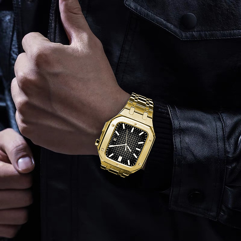 Роскошный комплект модов, корпус из нержавеющей стали, браслет AP Link для Apple Watch 8 7, ремешок на корпусе, 45 мм, 44 мм, металлическая рамка для iwatch Series 6 5 4 SE, аксессуары