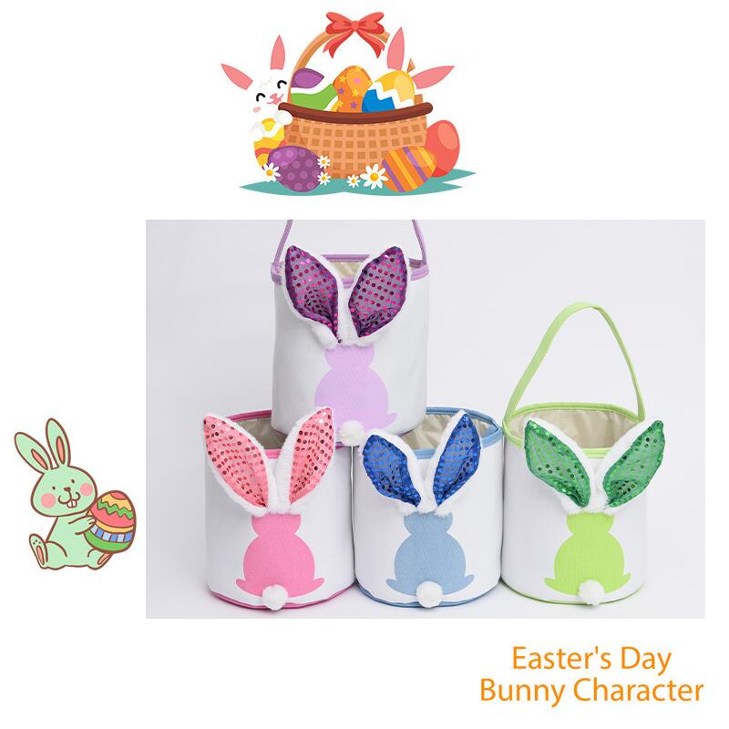 New Glowing Easter Storage Bags with Led Lights Easter Egg Totes Candy Gift Bucket Bag Organization Baskets Q915