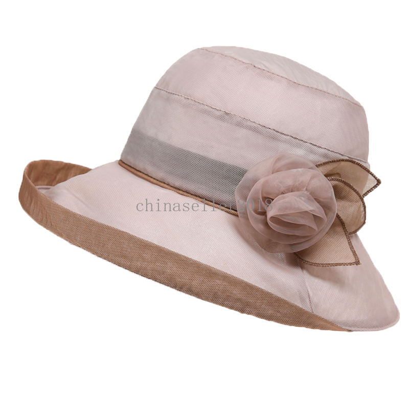 Chapeau seau en Organza pour femmes, casquette de plage à large bord, bassin de fleurs en maille, casquette de vacances fine et respirante, nouvelle collection