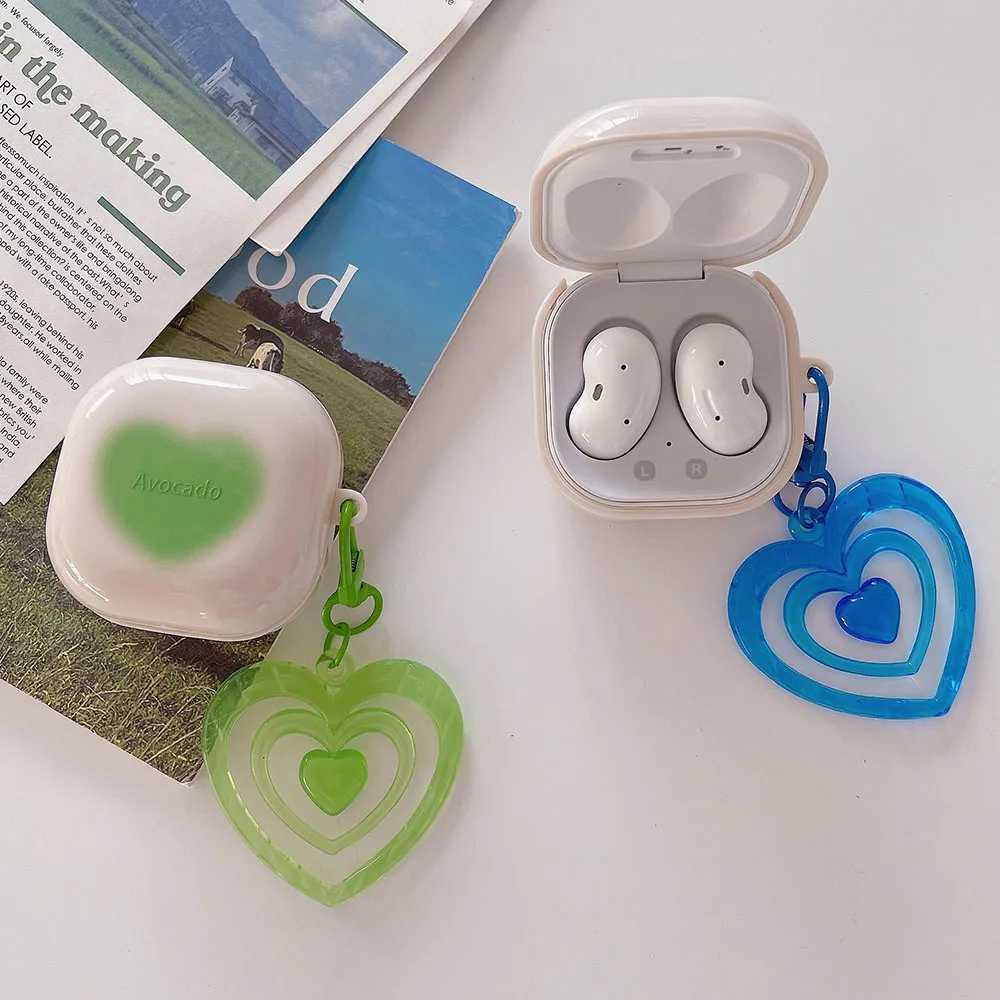 Casos de telefone celular para Samsung Galaxy Buds Live Love Heart Protetores de fone de ouvido para Galaxy Buds 2 Pro Capa com pingente de coração acrílico