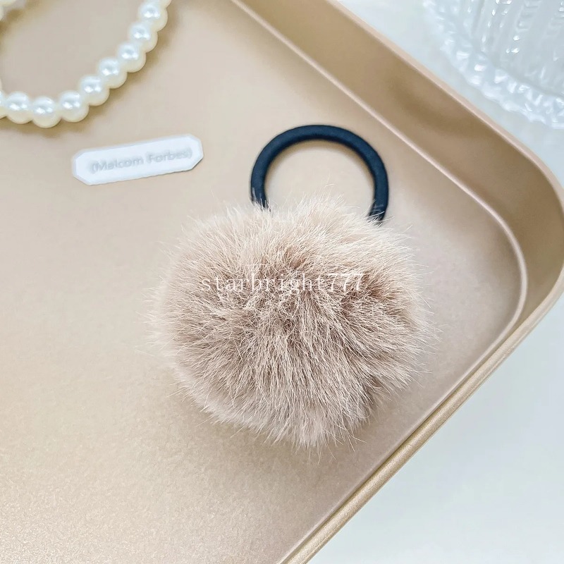 Furry Ball Hair Rope Women Girl Soft Candy Colorful Fur Hairs Ring Hair Rope Pom Pom Fashion Scrunchies Rubber Bands Kids Girls Hair Accessories