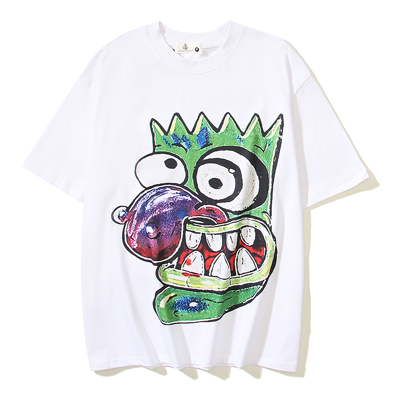 Summer Short-sleeved T-shirts Cartoon Funny Printing Street Fashion All-match Men Women Round Neck Tshirt