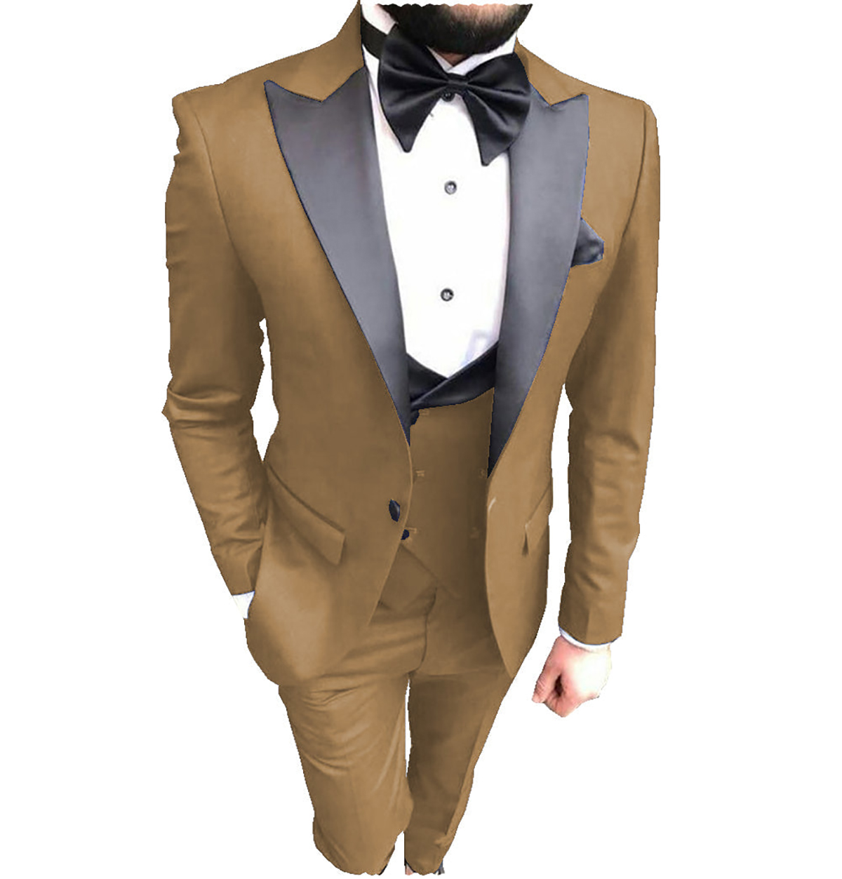 Best man Suit Wedding peaked Lapel Back Vent Single Breasted Groom Tuxedo Bridegroom suit Blazer Vest Pantsuits Tuxedos Pure Color