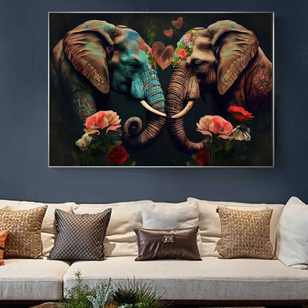 Peintures Lion Rose Flamant Paon Hibou Oiseau Affiches Impressions Salon Maison Plante Tropicale Fleur Animaux Toile Peinture Mur Art Décor