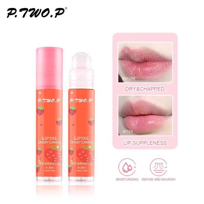 Lip Gloss P.TWO.P Fruit Roll-On Lip Balm Lip Makeup Primer Moisturizing Transparent Lip Oil Long Lasting Hydrating Lip Repair Gloss