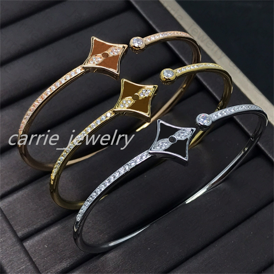 Luxury Bracelet Designer Jewelry Fashion Womens Chain Elegant Wedding Bracelets Stone Flower Design Titanium Top Quality Jewelrys Gift