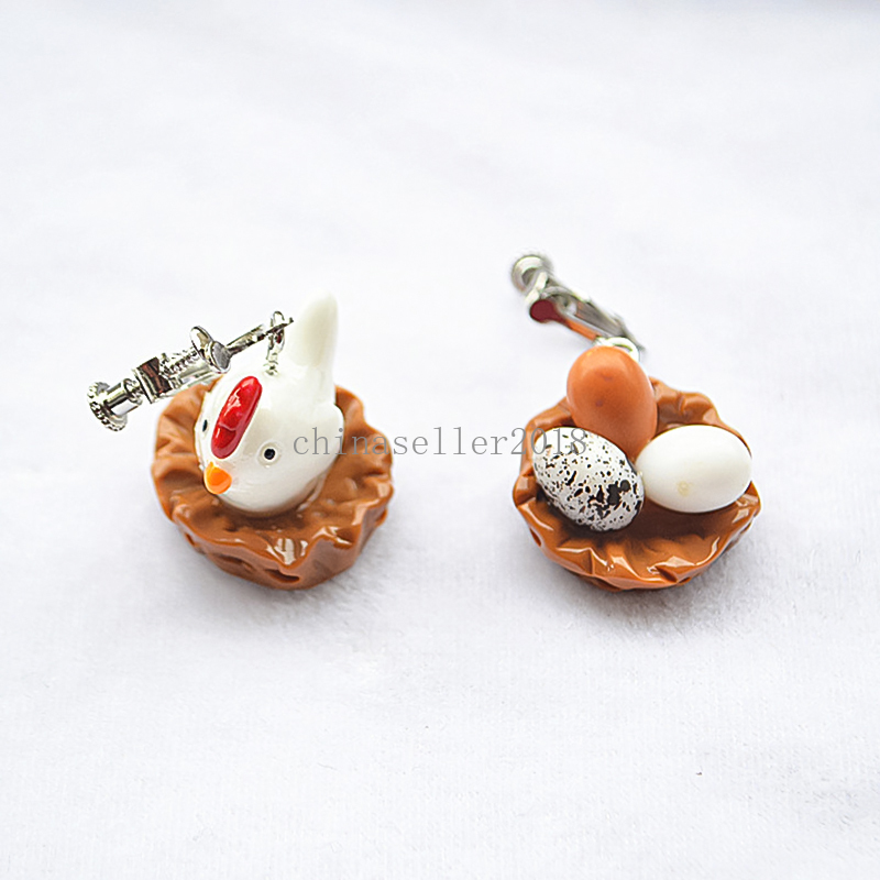 Nuevos pendientes de huevos de gallina de dibujos animados para mujeres y niñas, pendientes colgantes de simulación de huevos de gallina, accesorios de joyería de moda