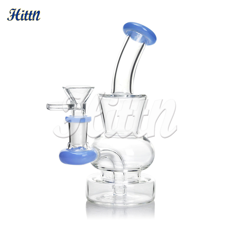 Mini Bubbler Bong Dab Rig 6 '' Rata de óleo portátil Bongo de água de vidro espesso com leite de leite de 14 mm Acessório de leite azul preto rosa