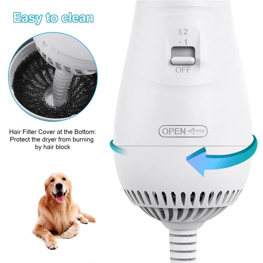 Gravestones Portable Dog Dryer 2in1Hair Dryer For Dogs Justera temperatur Lågt buller Pet Torktor Dog Grooming Comb Fur Blower Seche Cheveux