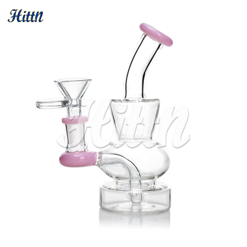 Mini Bubbler Bong Dab Rig 6'' Portable Oil Rig Thick Glass Water Bong with 14mm Bowl Accessory Milk Blue Black Milk Pink