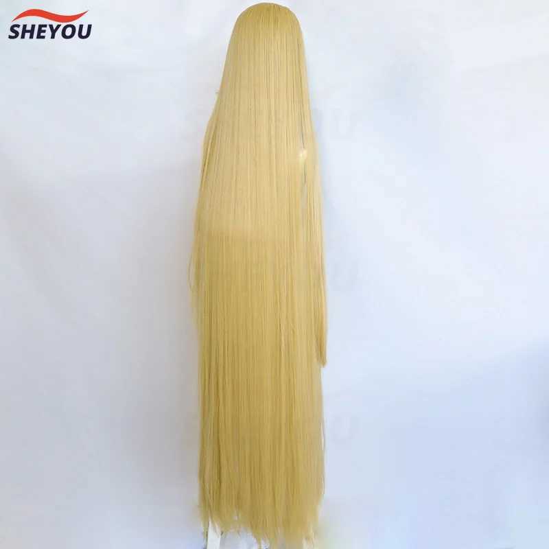 Cosplay Wigs Movie Rapunzel Cosplay Wig Tangled Princess Long Straight Golden Heat Resistant Synthetic Hair Anime Cosplay Wigs + Wig CapL240124