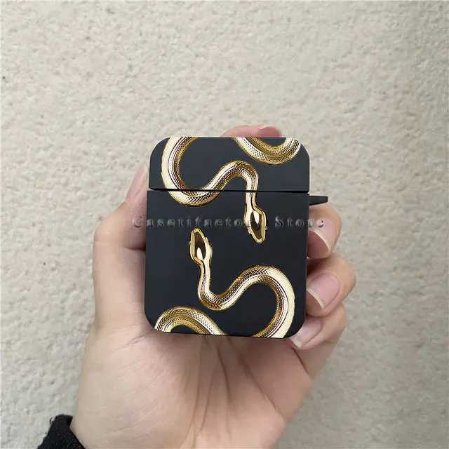 Случаи по сотовым телефонам ins in in in in in apple snake snake apple for airpods pro2 3 2 1 Pro Black Wireless Bluetooth Earphone Box Cover Cover Funda