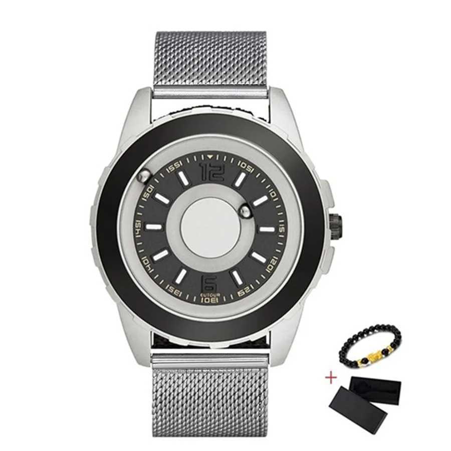 Andra Eutour Black Clock Magnet Ball Pointer Quartz Men Waterproof Wrist Nylon Strap Mens Top Brand Luxury 2019 YQ240122