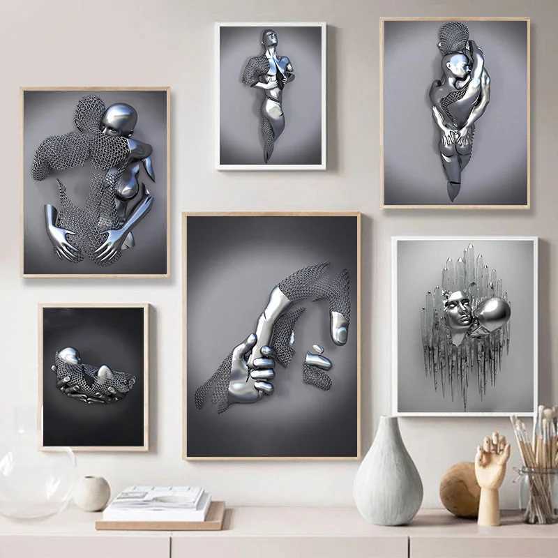 Schilderijen Metalen Figuur Standbeeld Romantische Muur Kunst Abstract Canvas Schilderij Hobbyist Sculptuur Poster Woonkamer Home Decoratie