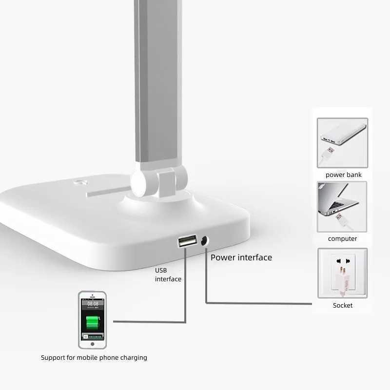 Schreibtischlampen, LED-Tischlampe, USB, dimmbar, Touch-Leselampe, faltbare Schreibtischlampe, Buchlicht, Nachtlicht, Lampara Escritiorio Luminaria de Mesa, YQ240123