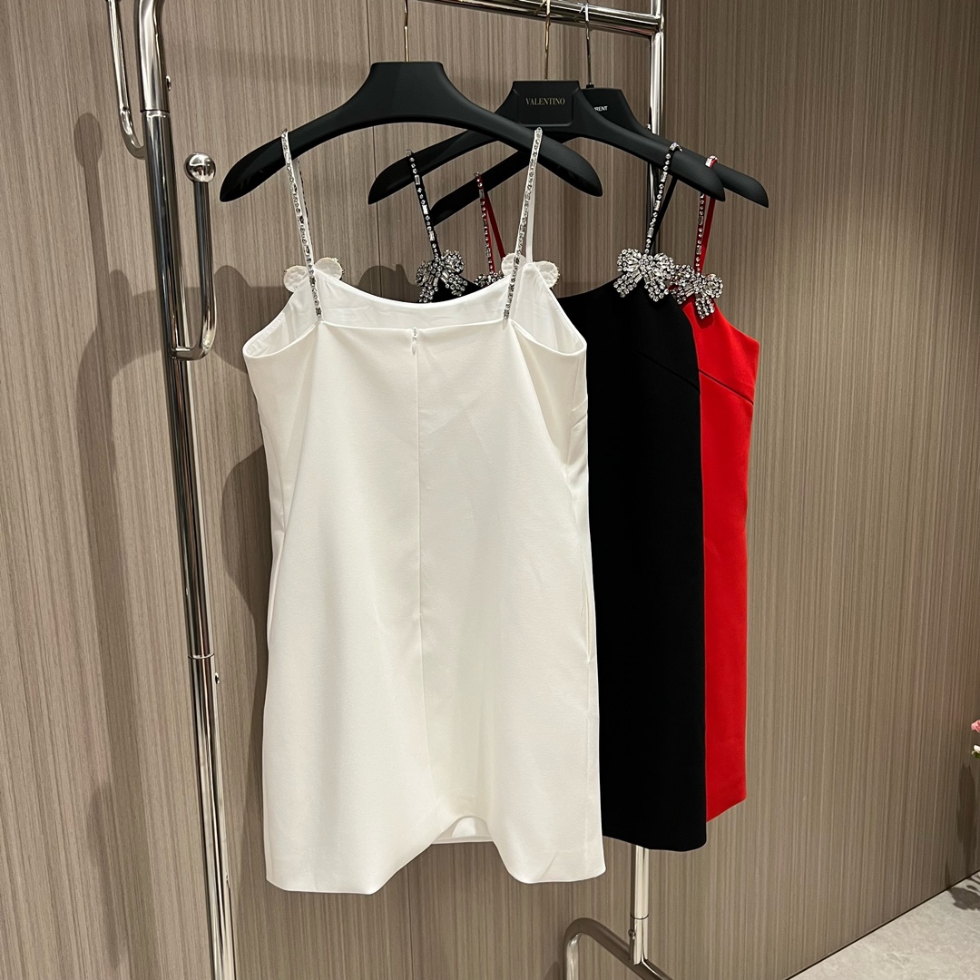 European fashion brand white red black diamond bow mini slip dress