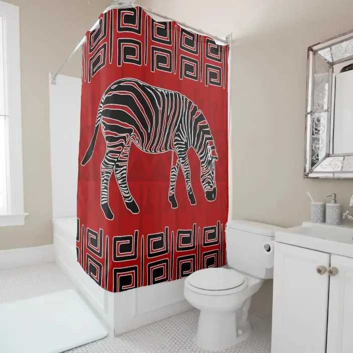 Shower Curtains African aboriginal tribal style decorative black and red shower curtain bathroom curtain with hook bathroom curtain l220cm