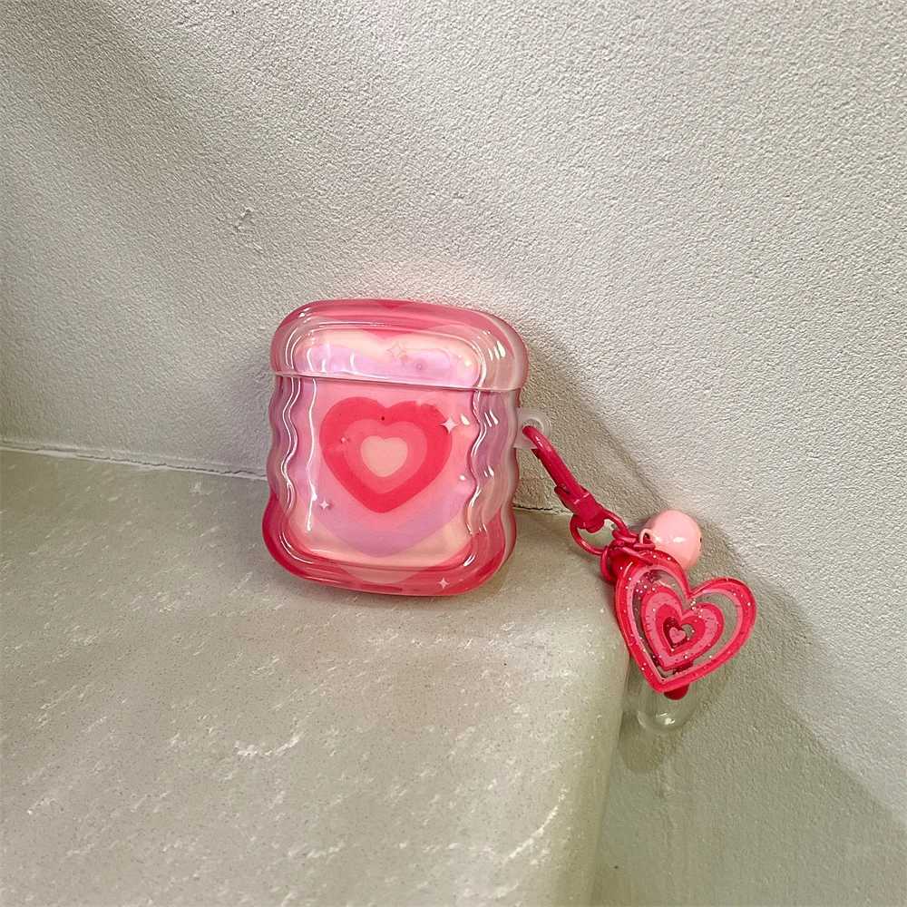 Étuis de téléphone portable pour Airpods 3 Corée Rose Dégradé Amour Coeur Pendentif Cas Pour Airpods 2 3 Pro Écouteur Boîte De Charge Doux Sans Fil Bluetooth