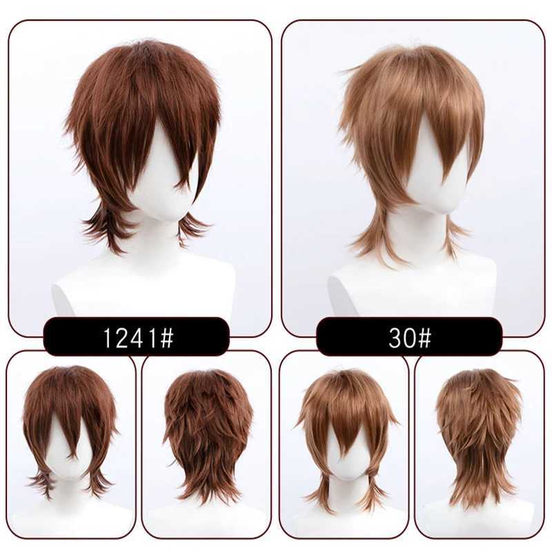 Synthetic Wigs DIFEI Synthetic Black Red Pink Short Straight Hair For Boy Party Heat Resistant Fake Hair Mullet Fish Head Type Men Cosplay WigsL240124