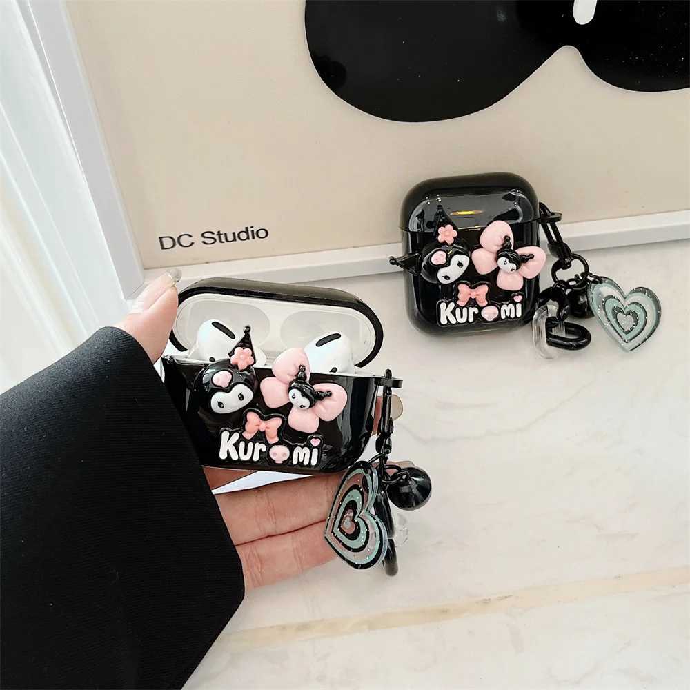 Mobiele telefoon hoesjes Oortelefoonhoesje voor AirPods Pro Leuke Cartoon Anime Kuromi Hanger Hoofdtelefoonhoes voor AirPods 1 2 3 Pro 2e Headset Beschermhoes