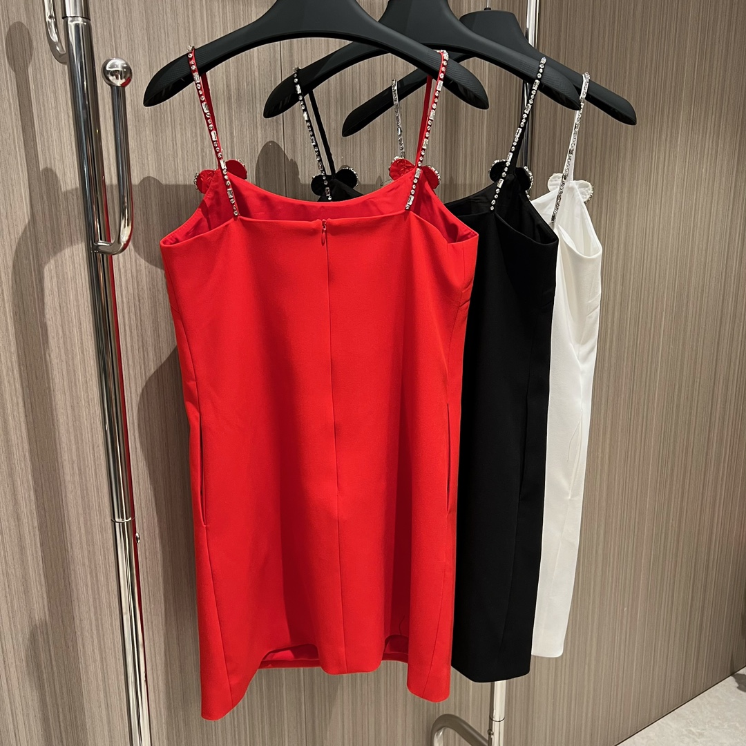 European fashion brand white red black diamond bow mini slip dress