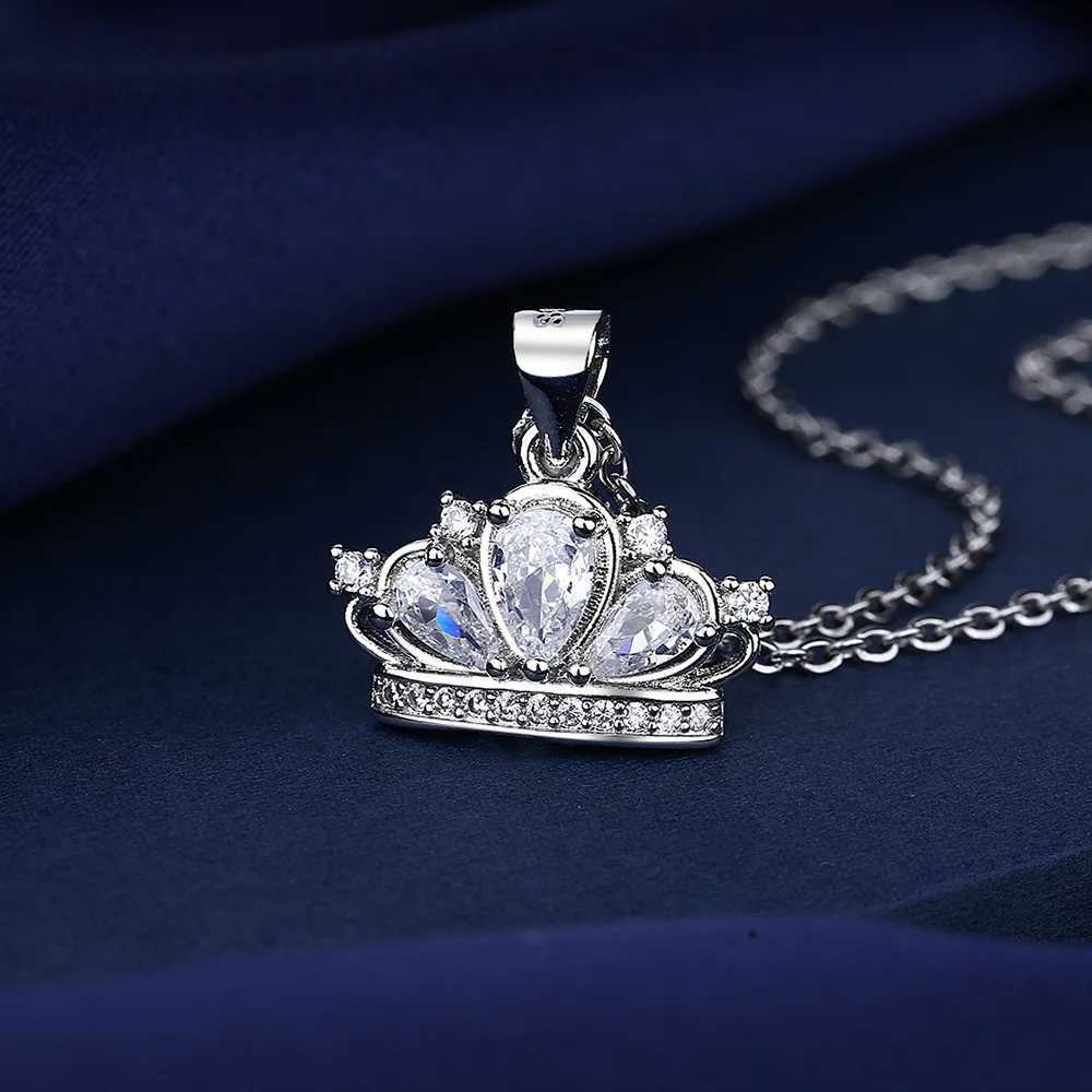 Pendant Necklaces 925 Sterling Silver Necklace For Women Round Pendent Sparkling Pave CZ Necklace Fashion Anniversary Birthday Jewelry Gifts N325 YQ240124