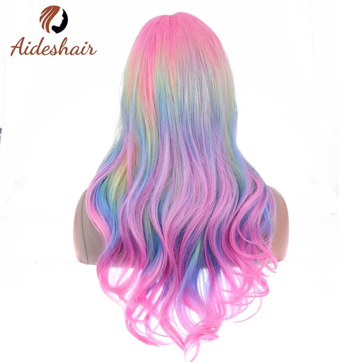 Perruques synthétiques Aideshair perruque synthétique pour femme longue vague de corps cheveux Cosplay Lolita fête naturelle résistante à la chaleur WigsL240124