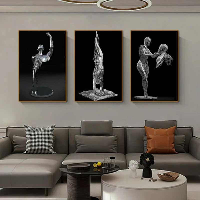 Schilderijen van hoge kwaliteit wanddecoratie metalen figuur standbeeld abstracte muurschilderingen posters en prints woonkamer canvas kunst decoratieve schilderijen