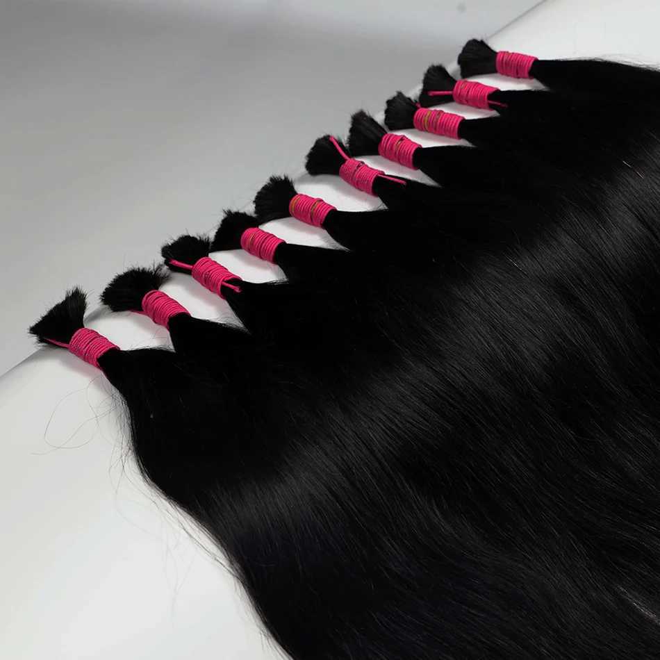 Hair Bulks Original Bulk Hair For Braiding No Weft Bulk Mega Hair Bundles Natural Vietnamese Hair 70 cm 200 gramsL240124