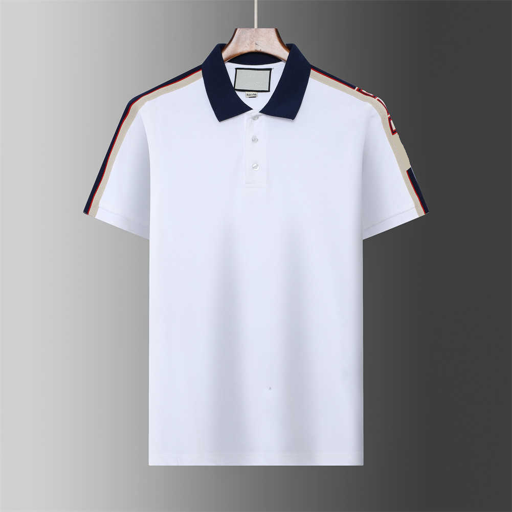 Designer men's polo shirt Pattern T-shirt Fashion short sleeve Emphasis embroidered snake garter printed pattern clothing Clothing black and white M-XXXL