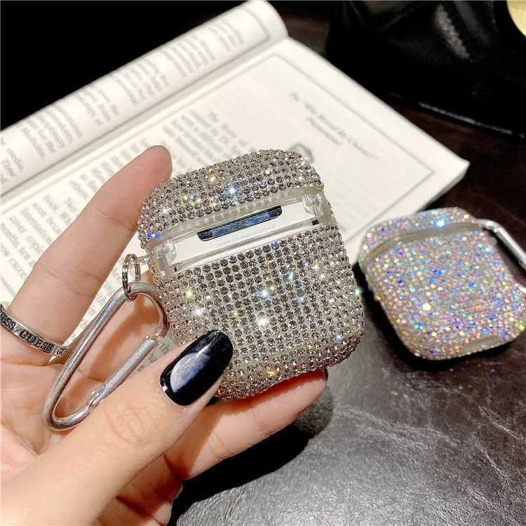 Cas de téléphone portable Luxe 3D Mignon Bling Diamants Accessoires d'écouteurs sans fil Étui rigide pour Apple Airpods 2 1 Sac de charge de protection