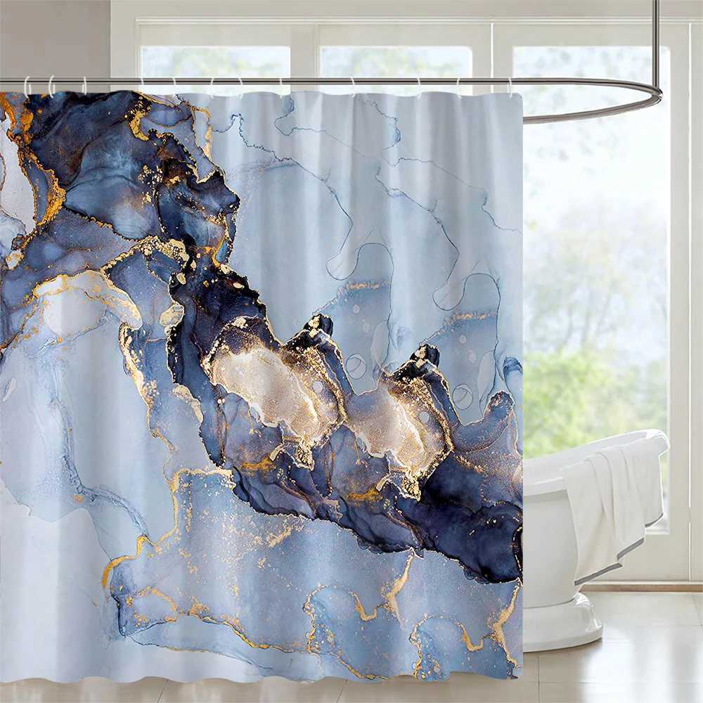 Shower Curtains Marble Shower Curtain Set Creativity Texture Fabric Home Decor Bath Curtains Bathroom Products Polyester Hanging Cloth Hooks