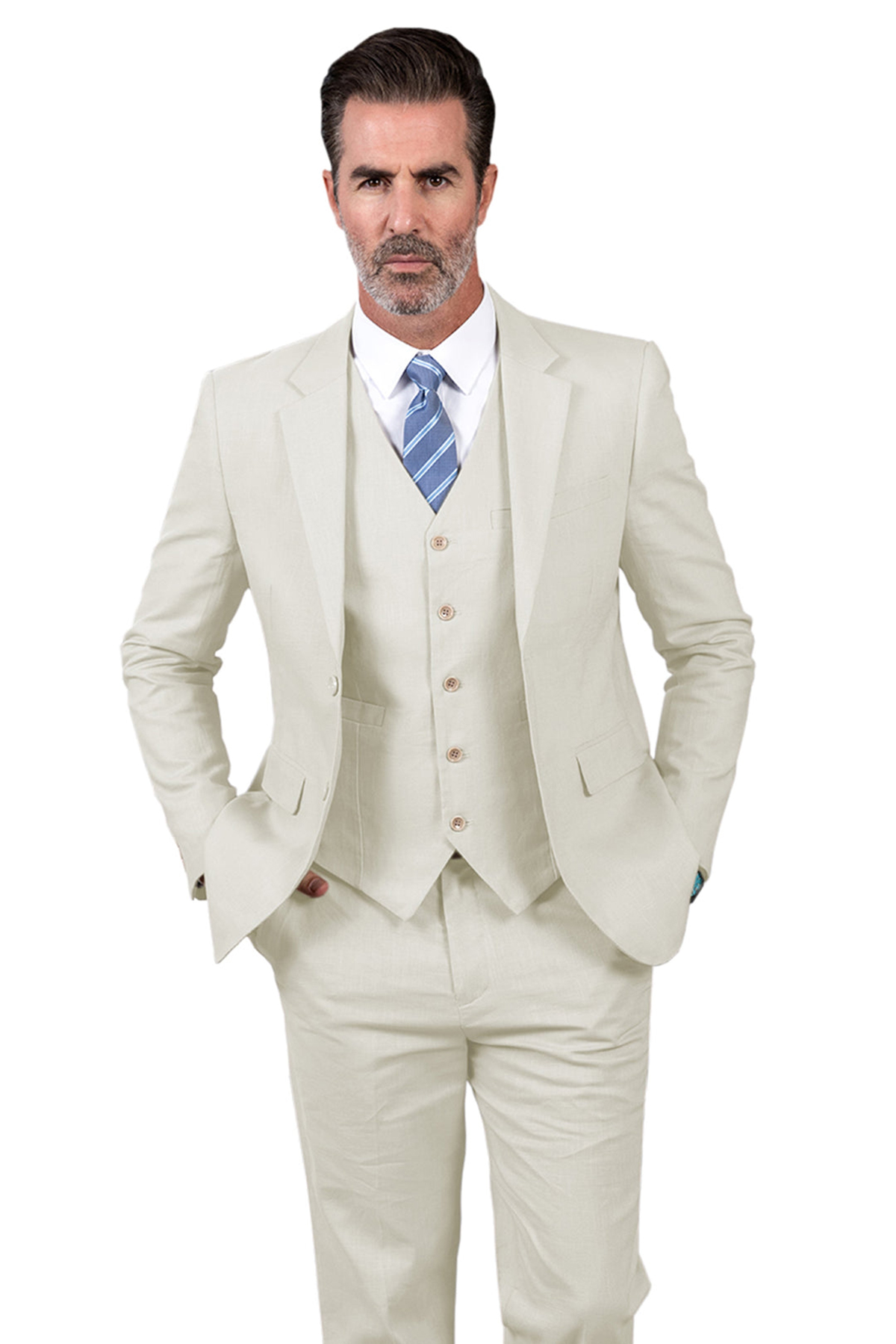 Neuer Stil-Anzug für Hochzeit, gekerbtes Revers, Schlitz hinten, zwei Knöpfe, Bräutigam-Smoking, Bräutigam-Anzug, 3-teilig Blazer, Weste, Hose, Anzüge, Smoking, reine Farbe, individuelle Größe