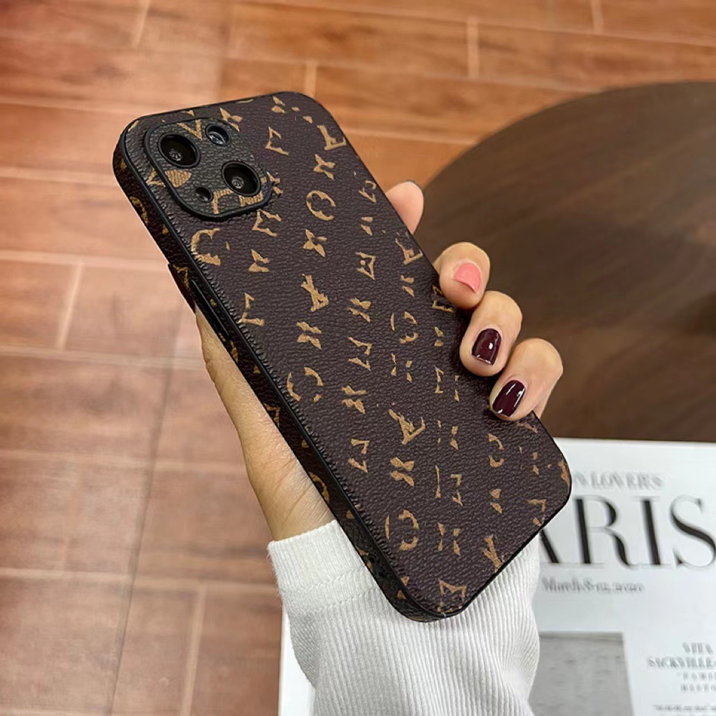 Études en cuir designer Apple pour iPhone 11-15 Serials Fashion Imprimer Design Bee Classic Back Back Mobile Phone Protective Cover