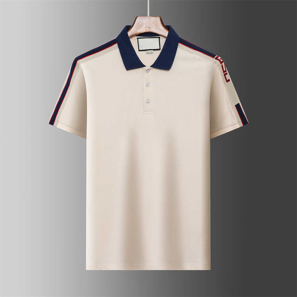 Designer men's polo shirt Pattern T-shirt Fashion short sleeve Emphasis embroidered snake garter printed pattern clothing Clothing black and white M-XXXL