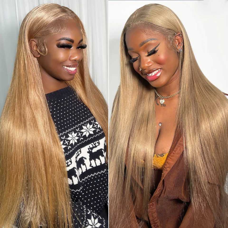 Lace Wigs #27 Honey Blonde Hair Bundles Virgin Cheap 28 30 32 Inch Straight Hair Bundles Brazilian Colored Hair Weave BundlesL240124